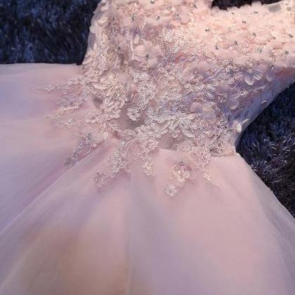 Cute Pink Short V-neckline Prom Dress, Pink..