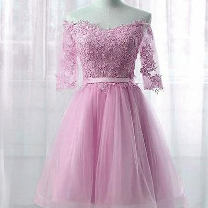 Simple Cute Short Pink Prom Dress 2020, Pink Tulle..