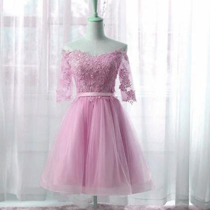 Simple Cute Short Pink Prom Dress 2020, Pink Tulle..