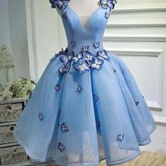 Beautiful Light Blue Short Sweetheart Party Dress,..