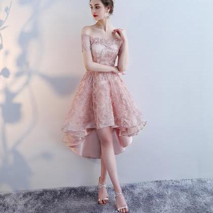 Charming Pink Handmade Lace Evening Party Dress,..