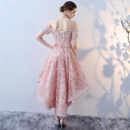 Charming Pink Handmade Lace Evening Party Dress,..