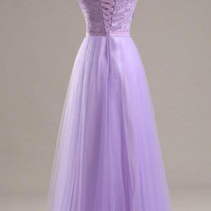 Beautiful Lavender Tulle Long Party Dress With..