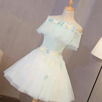 Beautiful Mint Green Tulle Short Party Dress 2020,..