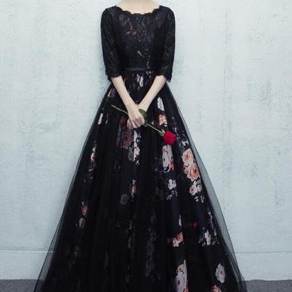 Beautiful Long Prom Dress 2020, Black Lace Party..