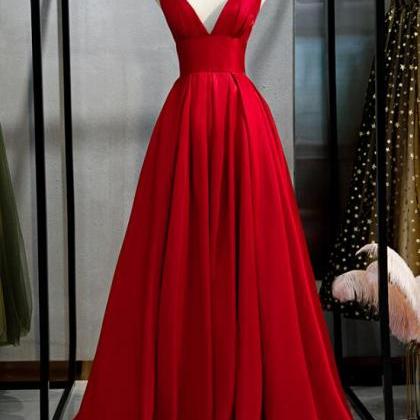 Charming Red Satin Sexy Long Party Dress, Prom..