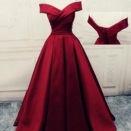 Elegant Burgundy Satin Prom Dress 2020, Sweetheart..