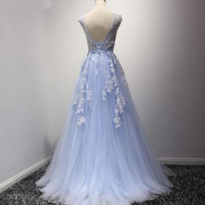 Charming Tulle Round Neckline Long Party Dress,..