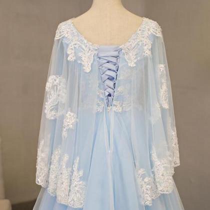 Light Blue Tulle Long Party Dress 2..