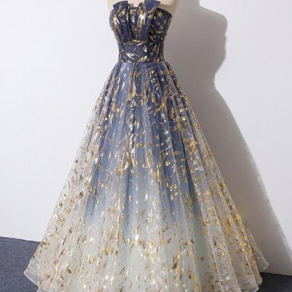 Blue Fashionable Long Party Dress, Blue Prom Dress..