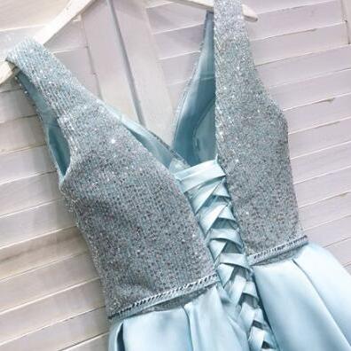 Cute Sequins Light Blue Short Prom Dress,, Short..