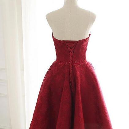 Beautiful Wine Red Short Sweetheart Prom Dress,..