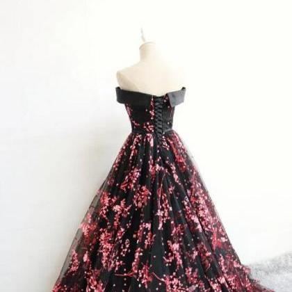Beautiful Black Long Off Shoulder Party Dress,..