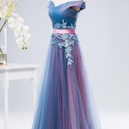 Beautiful Blue And Pink Party Gown With..