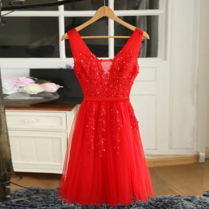 Cute A-line Red Knee Length Party Dress 2020,..