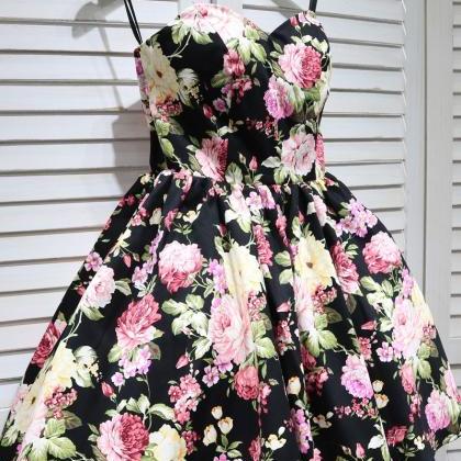Beautiful Floral Short Sweetheart Party Dress,..