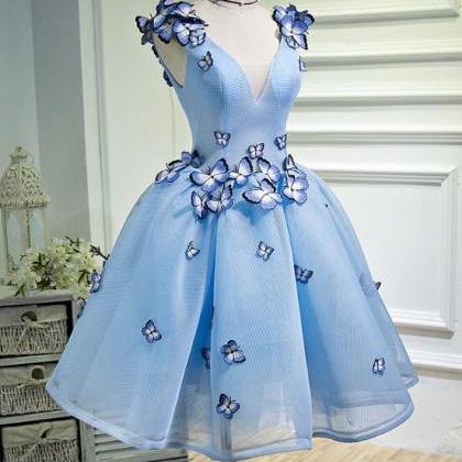 Blue Tulle Cute Homecoming Dress, S..