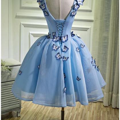 Blue Tulle Cute Homecoming Dress, S..