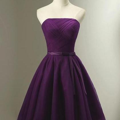 Lovely Dark Purple Short Bridesmaid Dress, Cute..