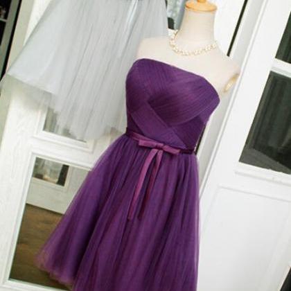 Lovely Dark Purple Short Bridesmaid Dress, Cute..