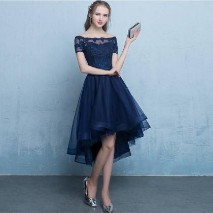 Charming Tulle Short Party Dress, Blue Prom Dress,..
