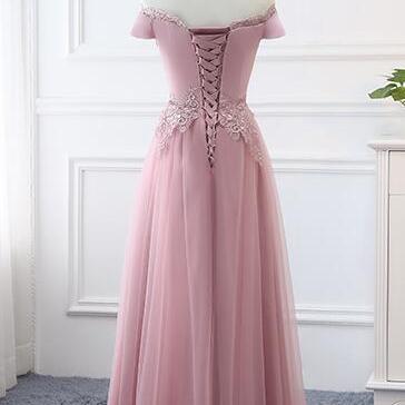 Lovely Pink Tulle Long Bridesmaid Dress 2020, Off..