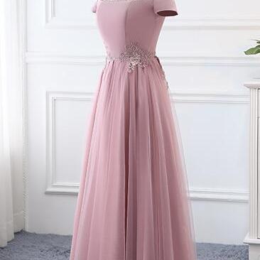 Lovely Pink Tulle Long Bridesmaid Dress 2020, Off..