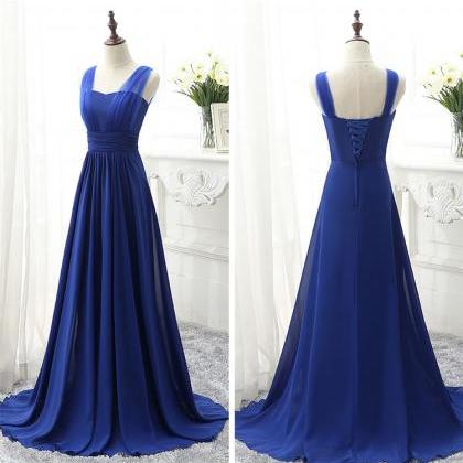 Pretty Royal Blue Long Party Dress,..