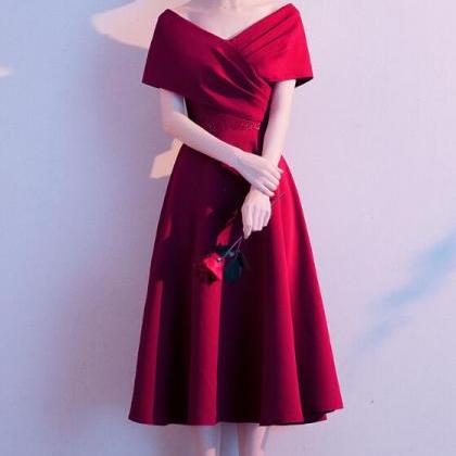 Dark Red Tea Length Bridesmaid Dress, Beautiful..