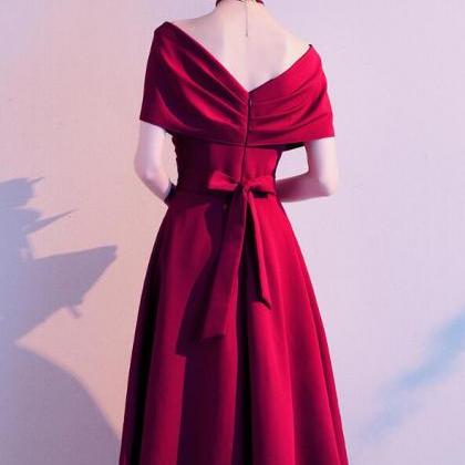 Dark Red Tea Length Bridesmaid Dress, Beautiful..