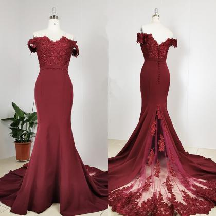 Gorgeous Dark Red Sweetheart Lace Applique Party..