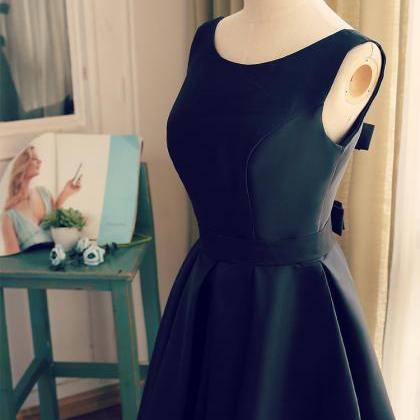 Beautiful Long Black Satin Evening Gown, Backless..