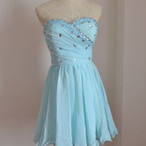 Lovely Light Blue Chiffon Short Prom Dresses 2014..