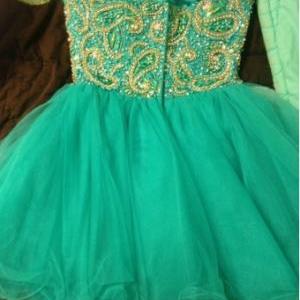Charming Mini Tulle Green Prom Dresses 2016 With..