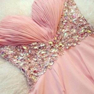 Pretty Pearl Pink Mini Chiffon Prom..