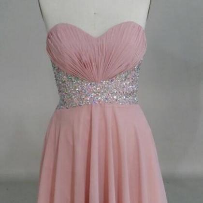Pretty Pearl Pink Mini Chiffon Prom..
