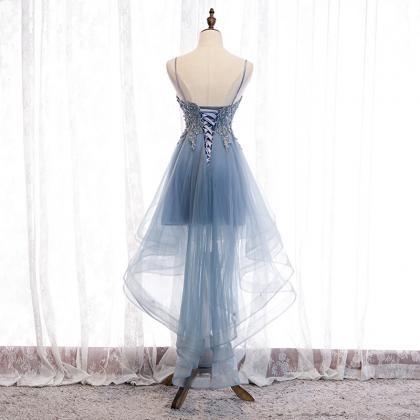 Charming Blue Tulle Homecoming Dress, Short Prom..