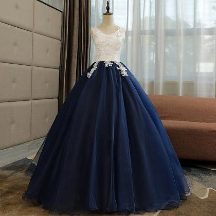 Beautiful Navy Blue Ball Gown Sweet 16 Dress With..