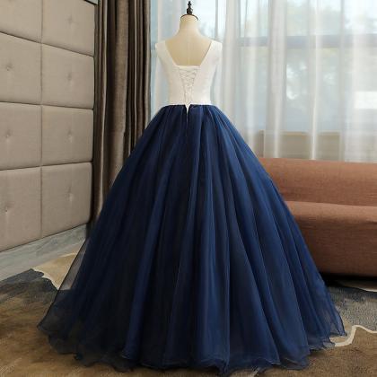 Beautiful Navy Blue Ball Gown Sweet 16 Dress With..