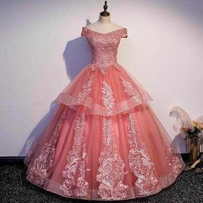 Glam Tulle Pink Layers Ball Gown Princess Party..