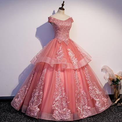 Glam Tulle Pink Layers Ball Gown Princess Party..