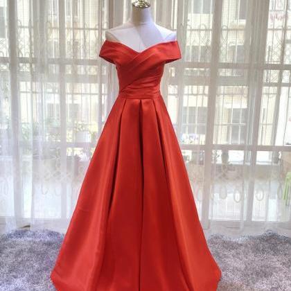 Red Satin Fashionable Long Prom Dress, Red Formal..
