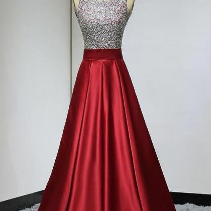 Beautiful Handmade Red Satin Long Prom Dress,..