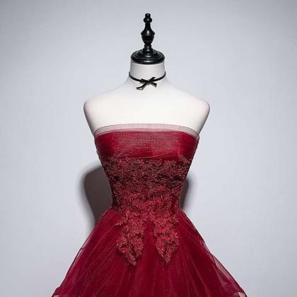 Chic High Low Wine Red Layers Homecoming Dress,..