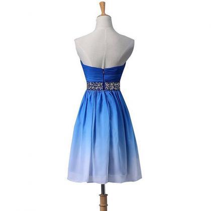 Lovely Light Blue Gradient Short Prom Dress,..