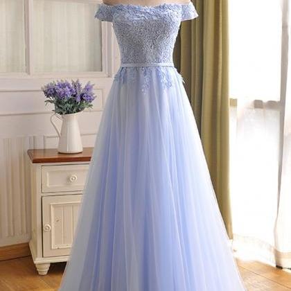 Charming Light Blue Tulle Wedding Party Dress,..