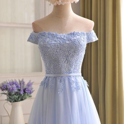 Charming Light Blue Tulle Wedding Party Dress,..