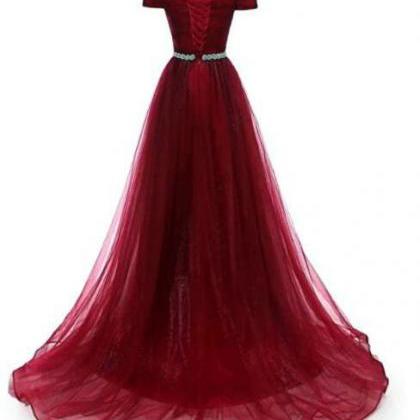 Beautiful Burgundy Sweetheart Long Prom Dress,..