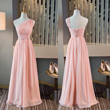Pink One Shoudler Lovely Bridesmaid Dress, Pink..