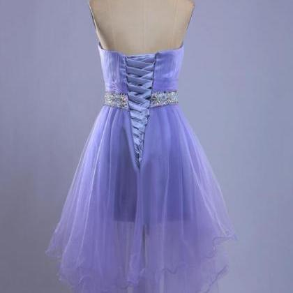 Lavender Tulle High Low Beaded Teen Party Dress,..